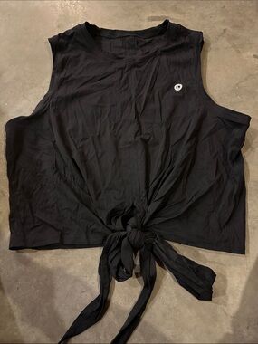 DYM Athletics Tie-Front Sleeveless Top - Black